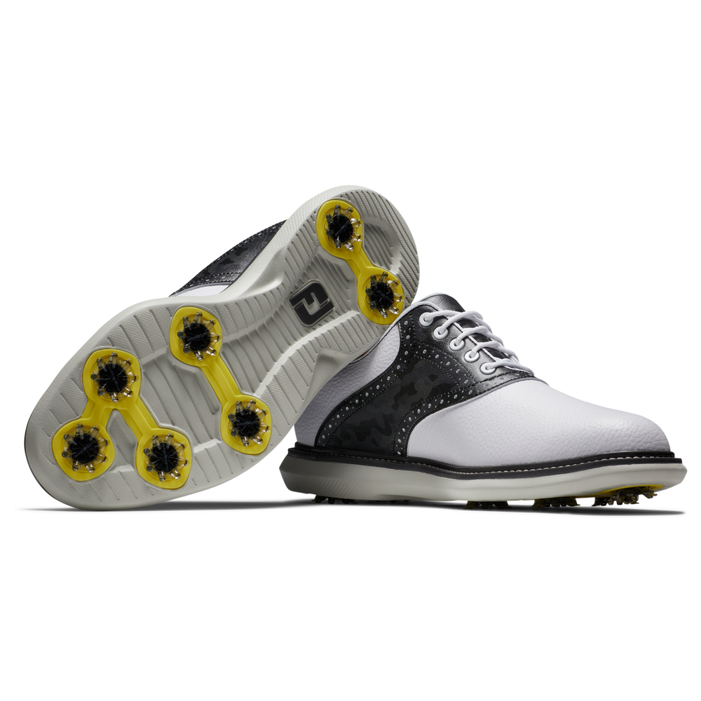 FootJoy Men's Traditions Golf Shoes- White/Black Camo